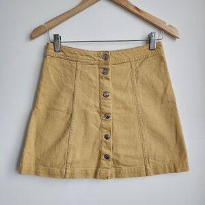 Divided Yellow Button-Down Mini Skirt
